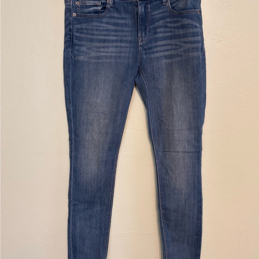 Express Blue Skinny Jeans with Stretch and Faded Wash